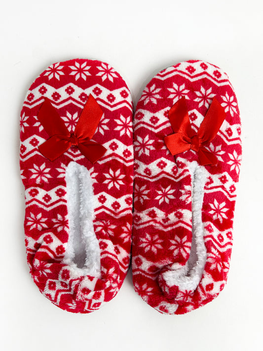 Red Fuzzy Slipper Socks FSS14