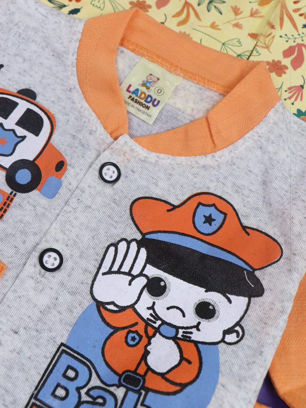 0Mth - 3Mth Police Orange Baba Suit For Newborns NBS87