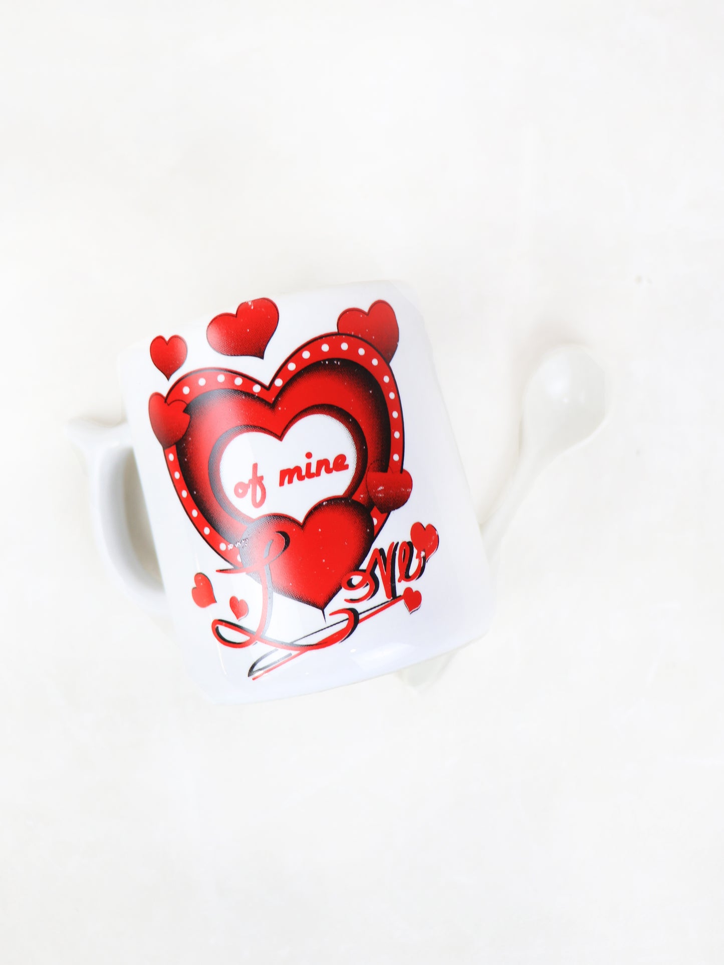 Heart Coffee Cup with Spoon Set Red