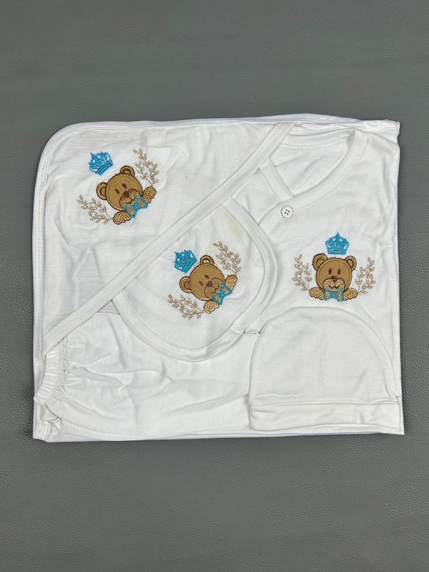 0Mth - 3Mth Bear White 5Pcs Gift Set For Newborn NBGS130