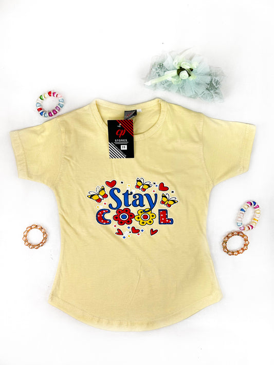 3Yrs - 7Yrs MZ Light Yellow T-Shirt For Girls  GTS79