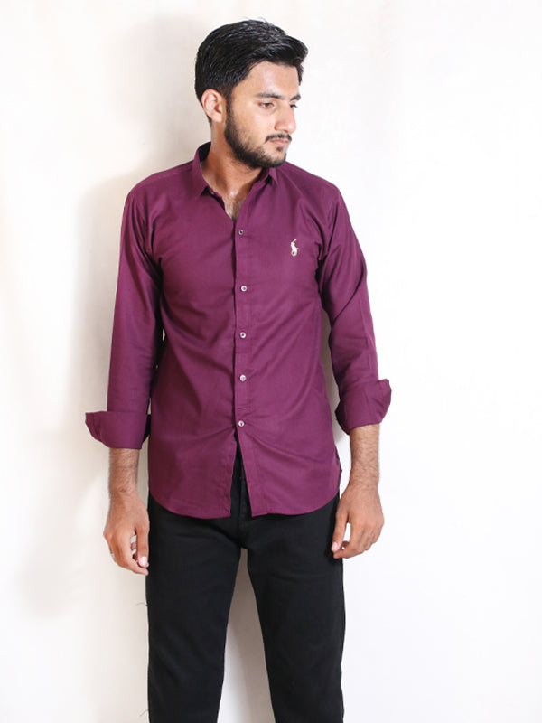 AZ Men's Chambray Casual Shirt Purple