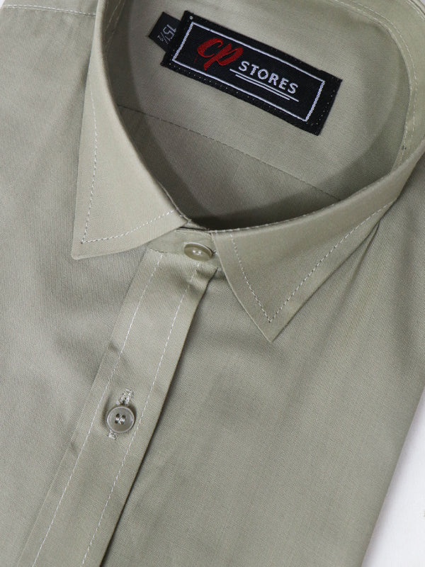 Khaki Plain Formal Dress Shirt For Men AZ MFS64