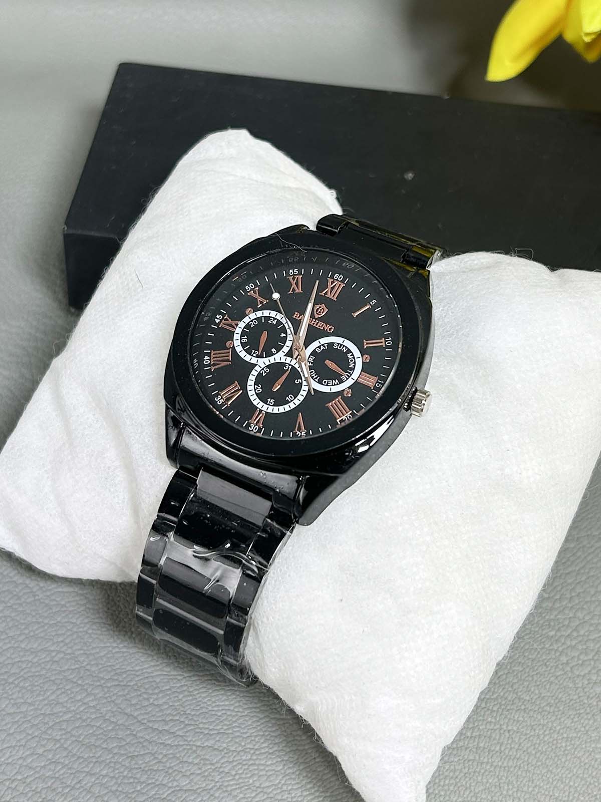 Black Stainless Steel Watch For Men MW155