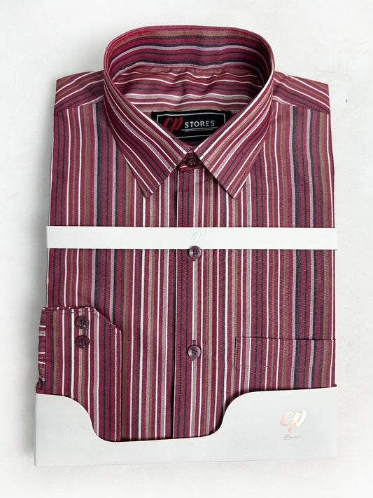 Maroon Lines Formal Dress Shirt For Men AN MFS110