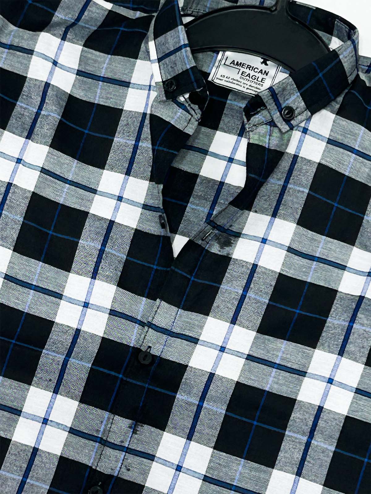 Black Checks Casual Shirt For Men MCS130