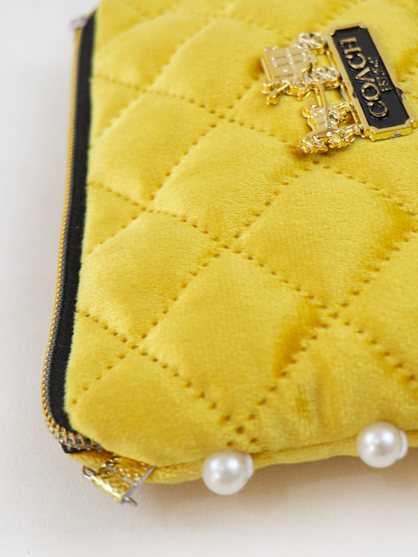 Stylish Velvet Handbag For Women's COACH Yellow 02