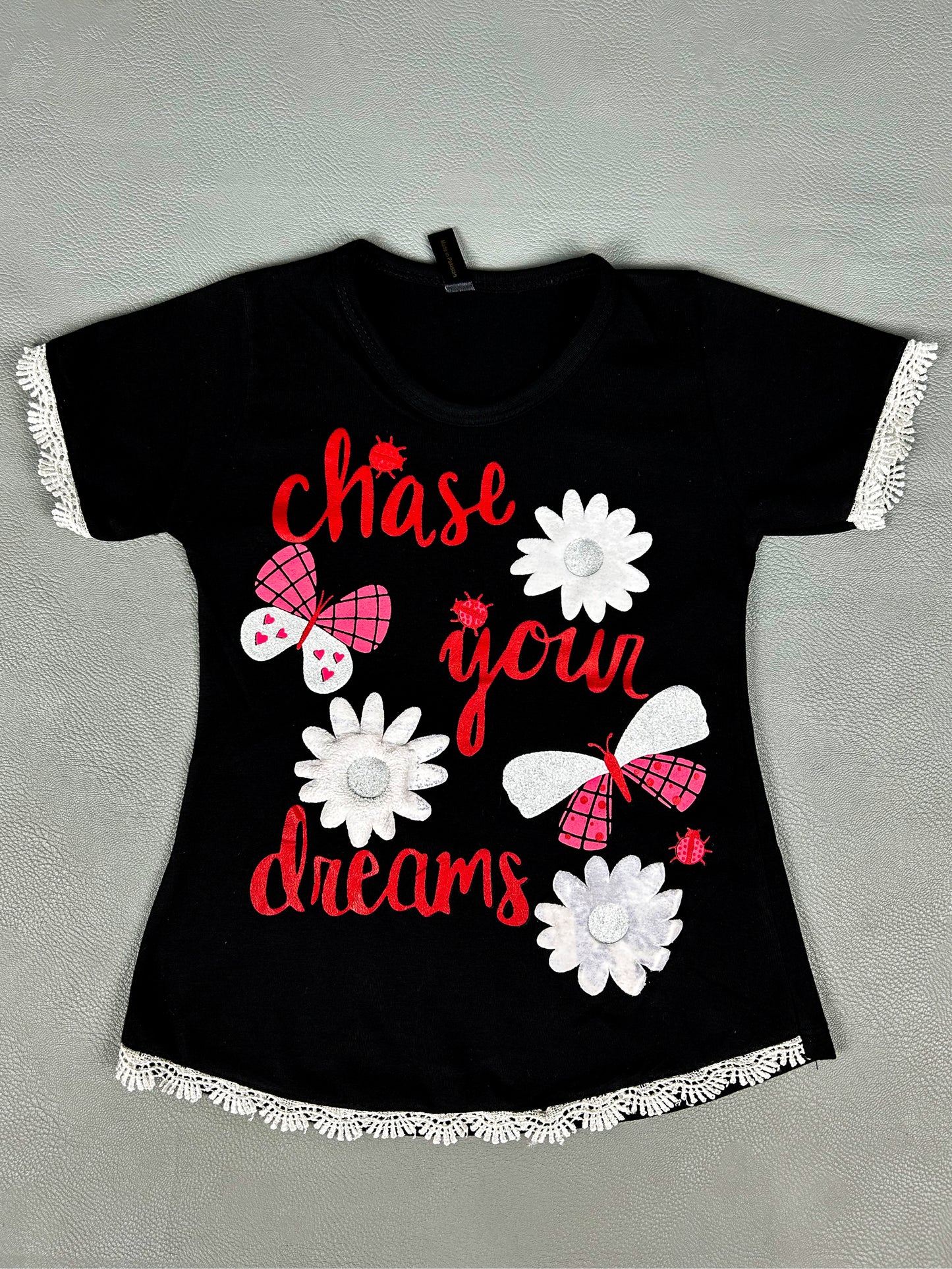 2.5Yrs - 7Yrs Dreams Black T-Shirt For Girls TB GTS25