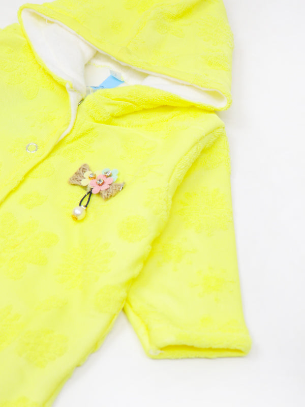 ATT Newborn Hooded Romper 3Mth - 9Mth Flower Yellow