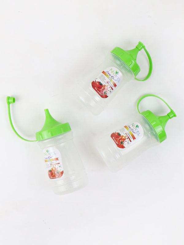 Novel Transparent Pack of 3 Small Ketchup Bottle Green