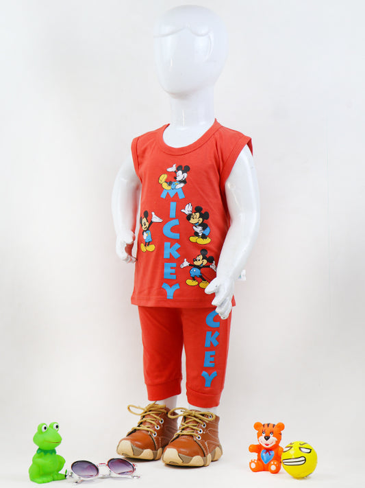 BSS01 SK Kids Sando Suit 1Yrs - 4Yrs Mickey Carrot Red