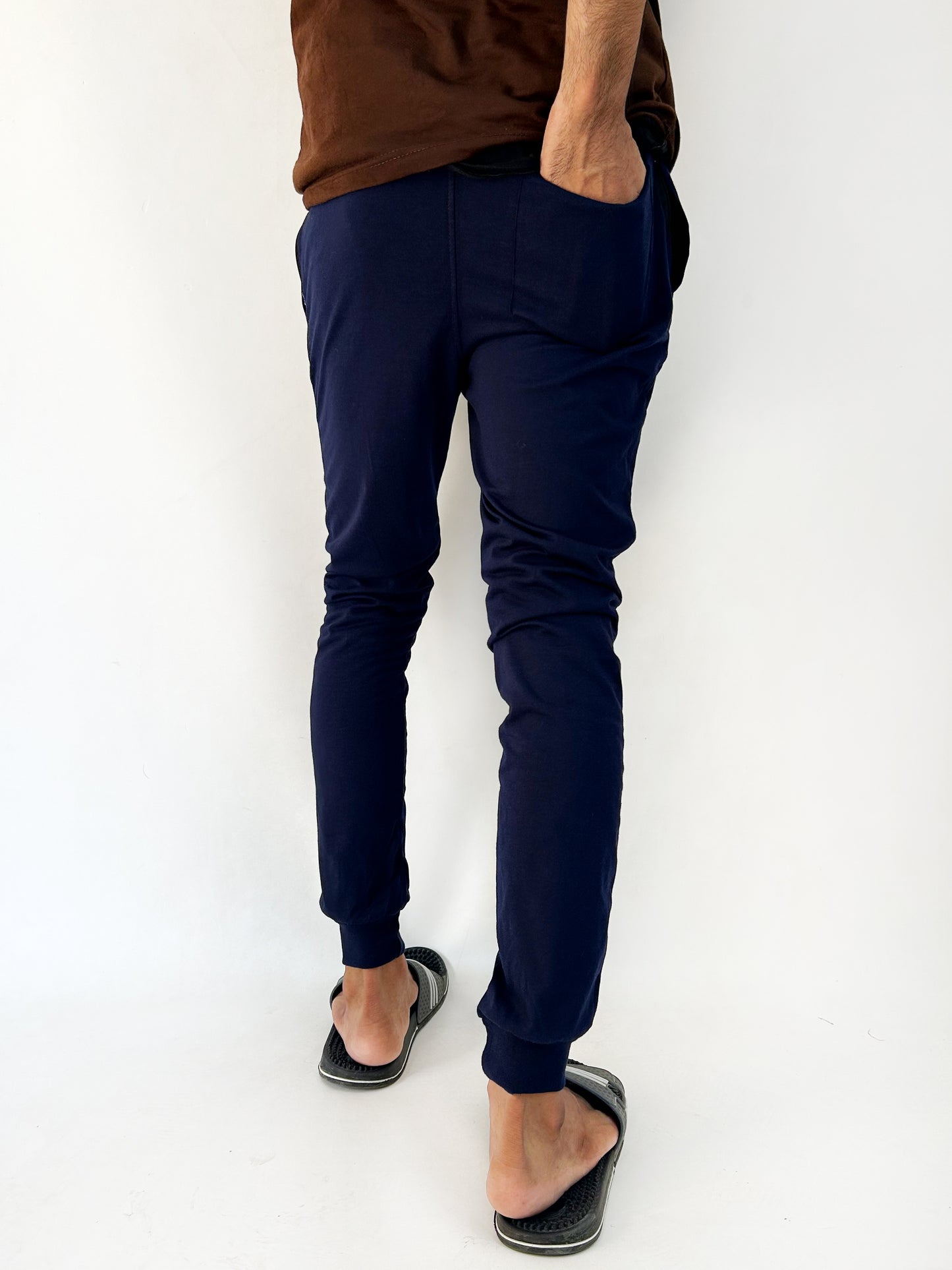 Navy Blue Plain Jersey Trouser For Men SN MT100