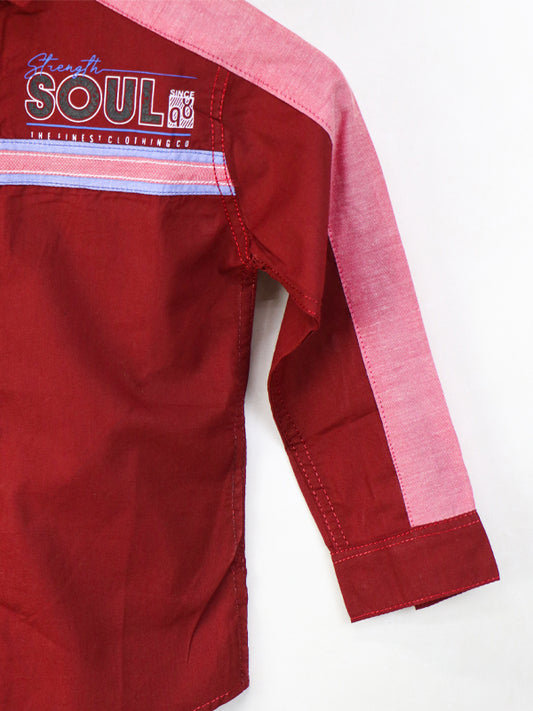 AJ Boys Casual Shirt 4Yrs - 10Yrs Soul Maroon