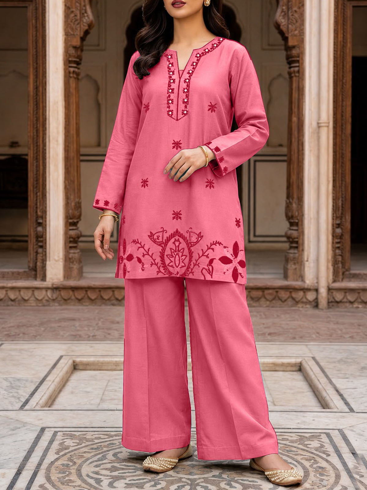 2Pc Co-Ord Set for Girls/Women Pink WCS09