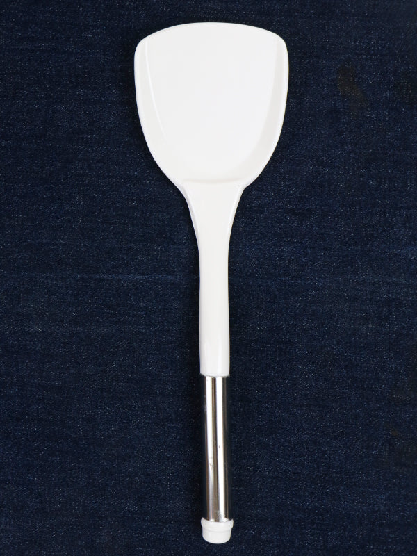 Melamine Spoon with Steel Handle White