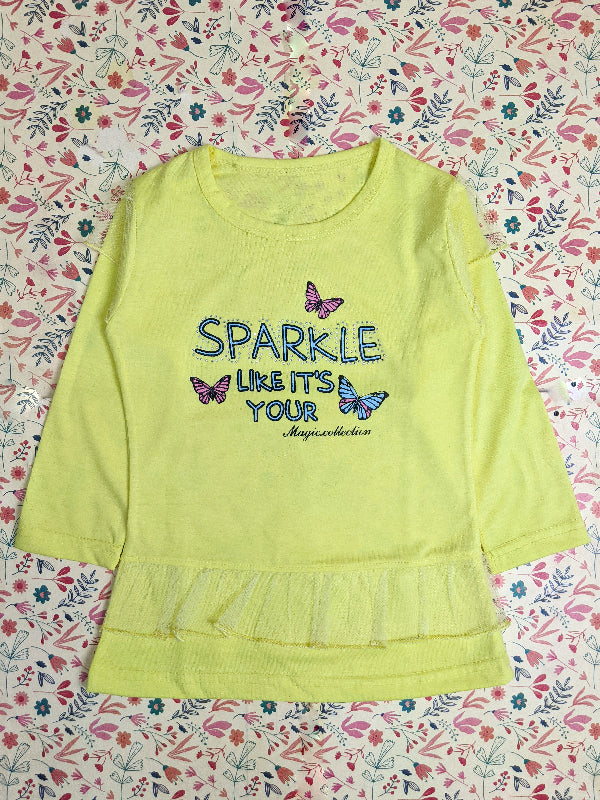 2Yrs - 7Yrs Sparkle Yellow T-Shirt For Girls SK GTS15