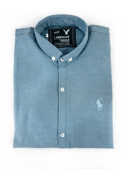 G Blue Chambray Casual Shirt For Men MCS95