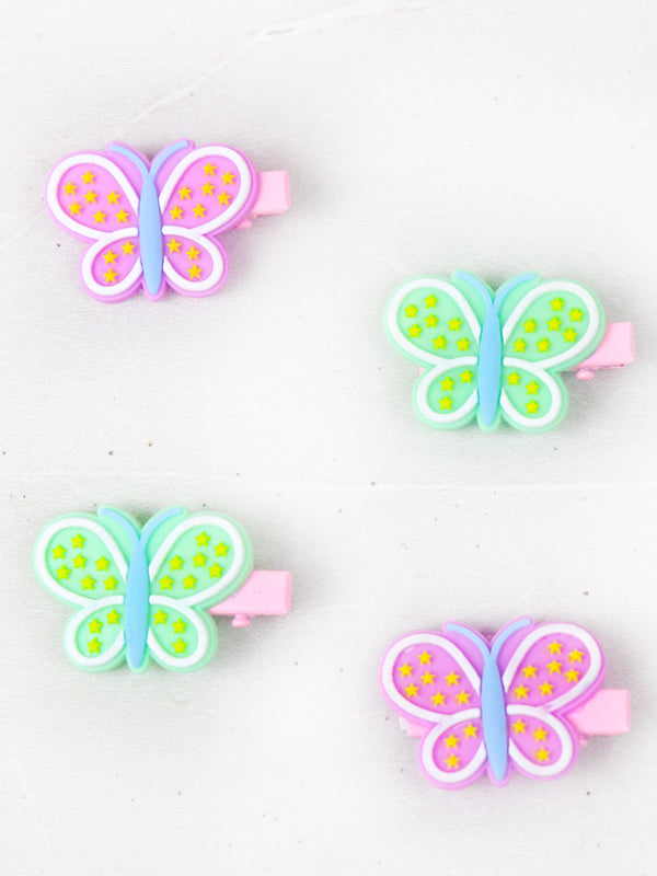 Pack Of 4 Butterfly Multicolor Hair Clips For Girls GHC48