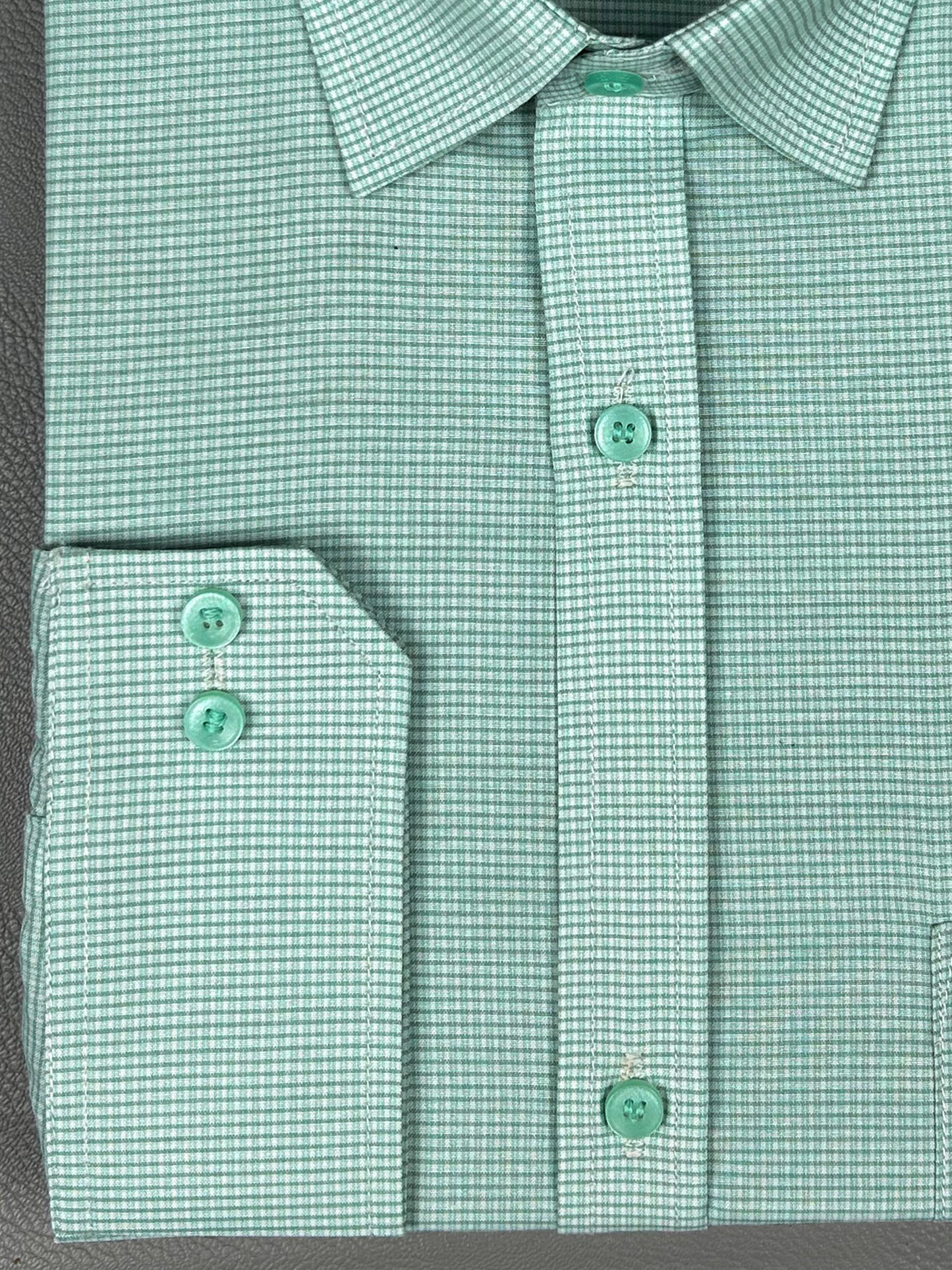 Light Green Small Checks Formal Dress Shirt For Men AZ MFS202