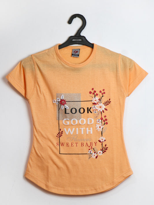 GTS11 M Girls T-Shirt 4Yrs - 7Yrs Look Good Orange