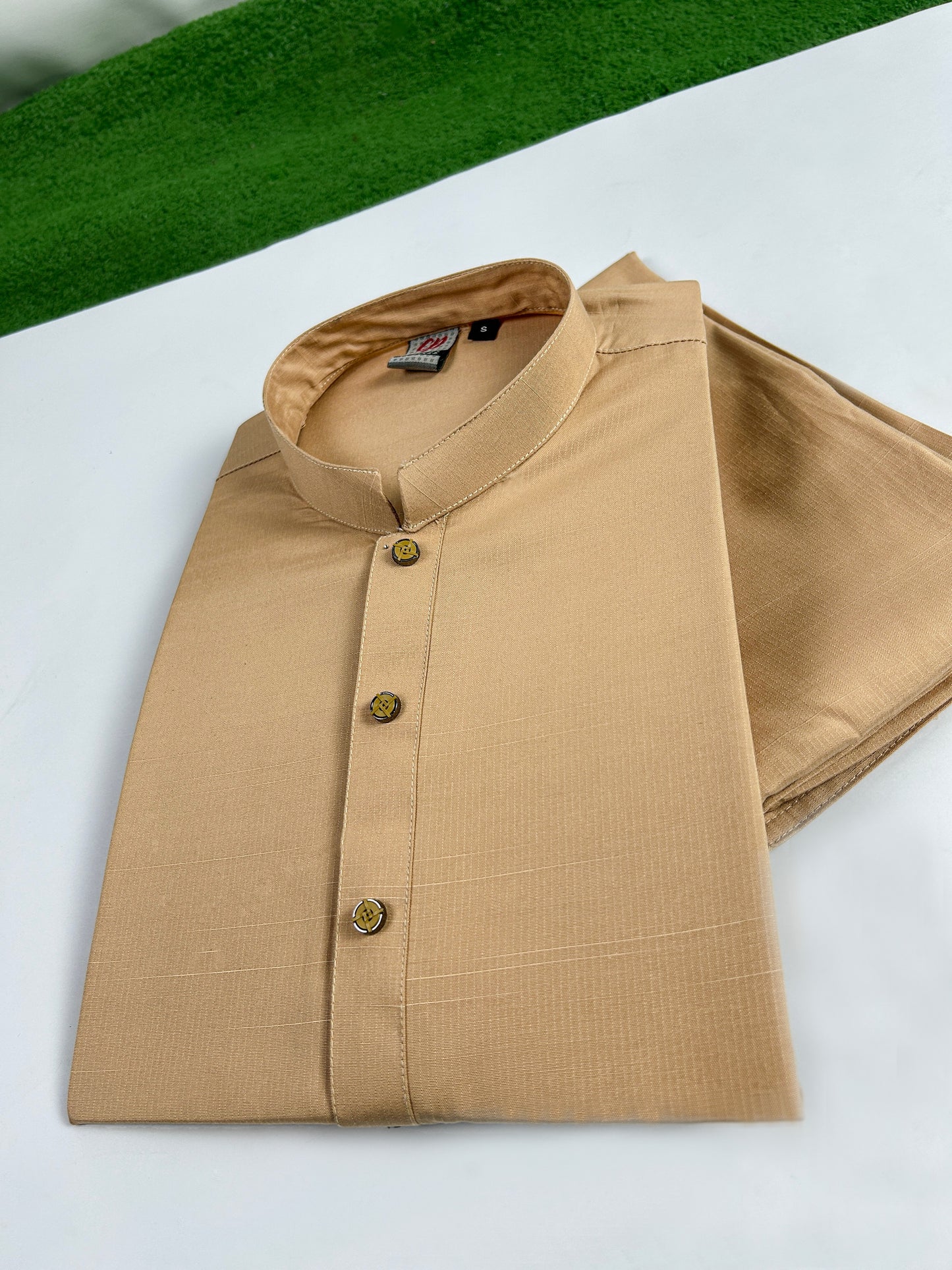 781-3 Fawn Stitched Suit Kameez Shalwar For Men MSK263