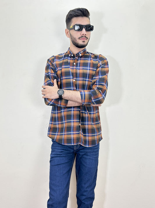 Black Checks Casual Shirt For Men MCS97