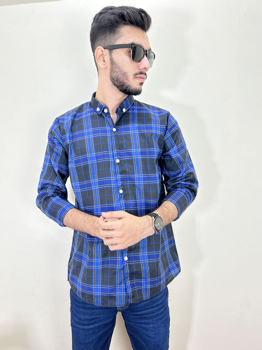 B Black Checks Casual Shirt For Men MCS100