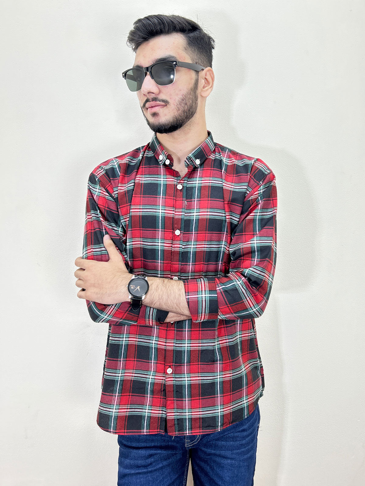Red Checks Casual Shirt For Men MCS101