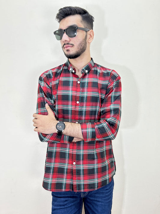 Red Checks Casual Shirt For Men MCS101