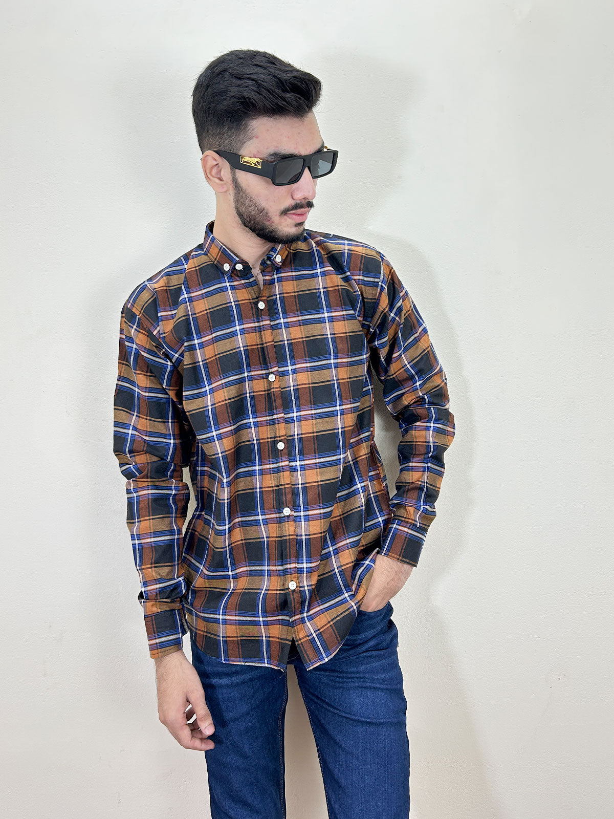 Black Checks Casual Shirt For Men MCS97