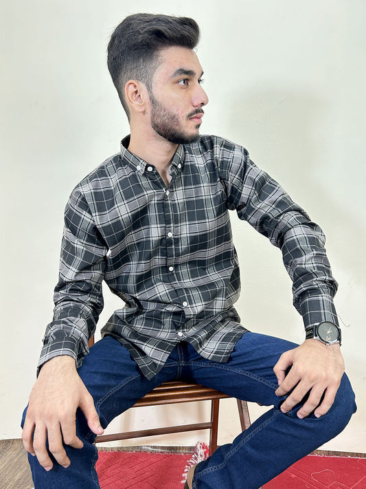 Grey Checks Casual Shirt For Men MCS104