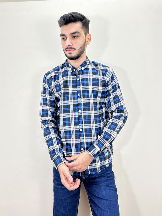 Blue Checks Casual Shirt For Men MCS105