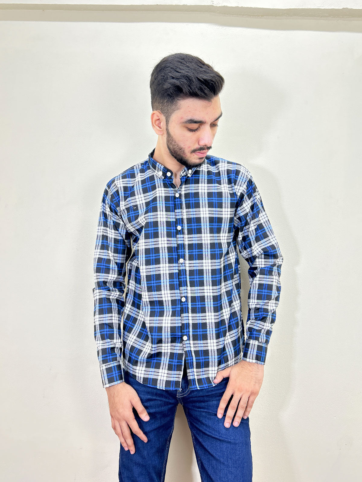 Blue Checks Casual Shirt For Men MCS105