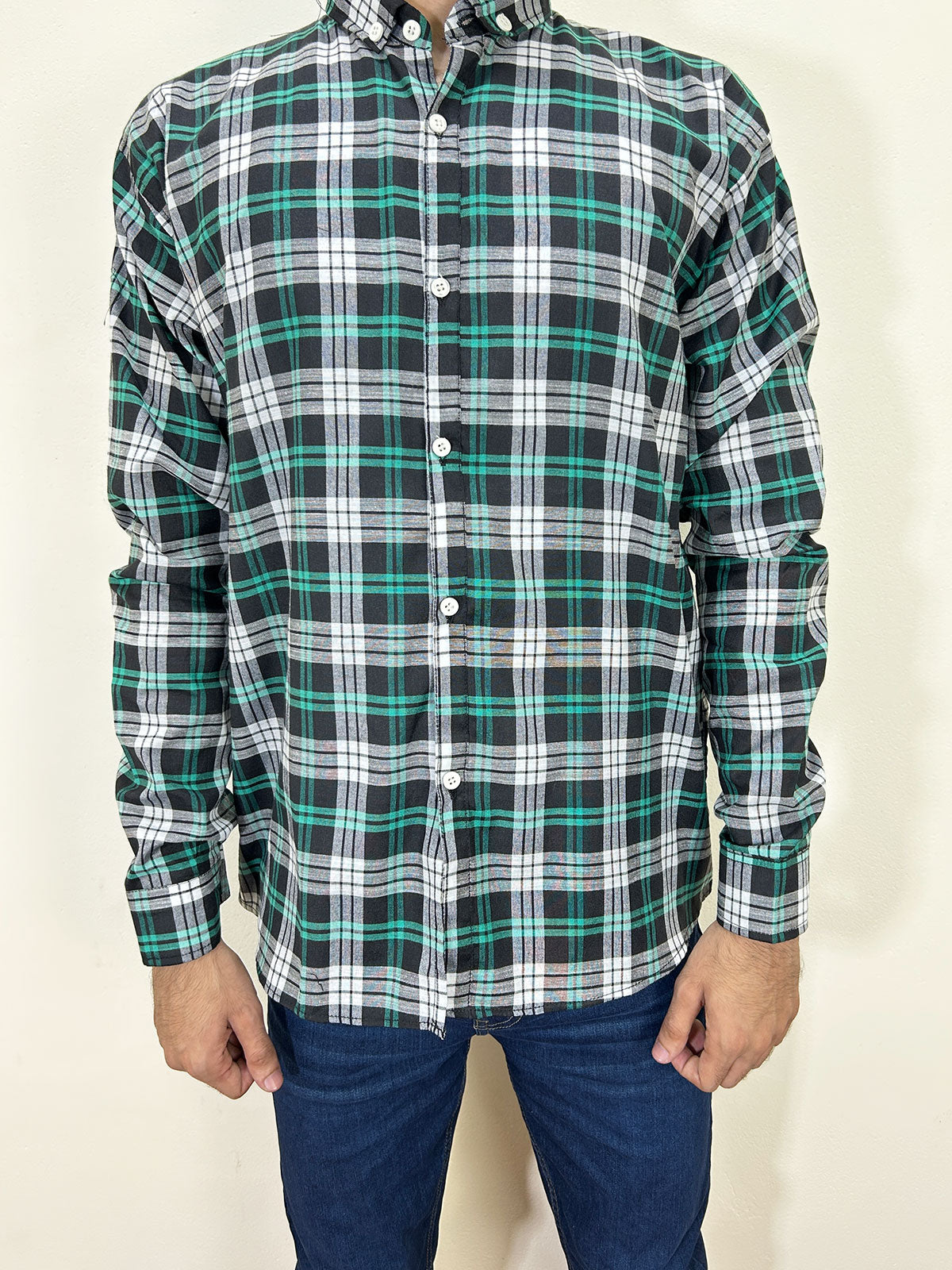 Green Checks Casual Shirt For Men MCS106