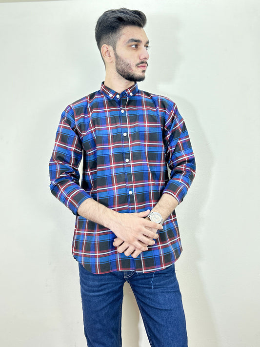 Blue Checks Casual Shirt For Men MCS107