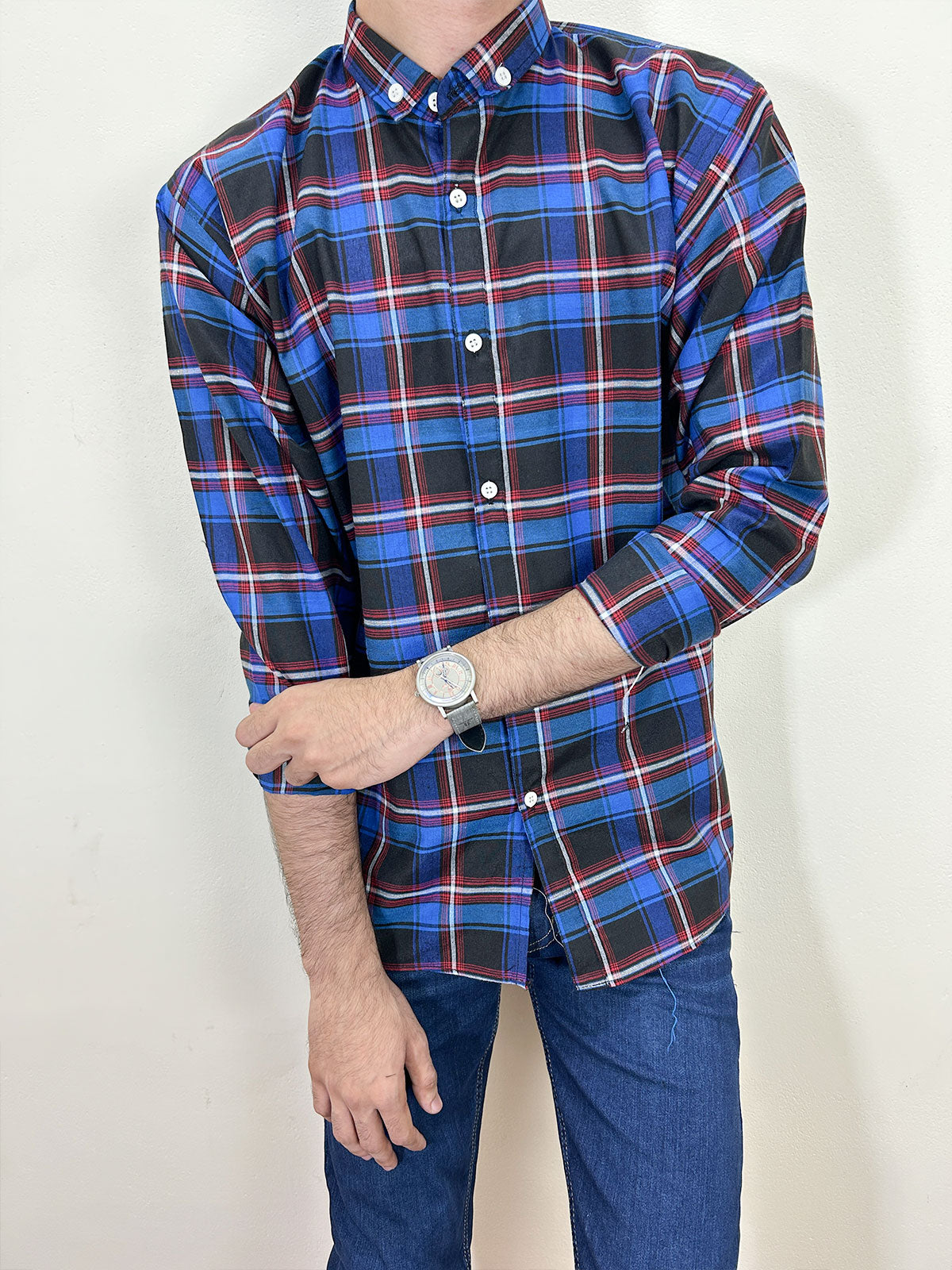 Blue Checks Casual Shirt For Men MCS107