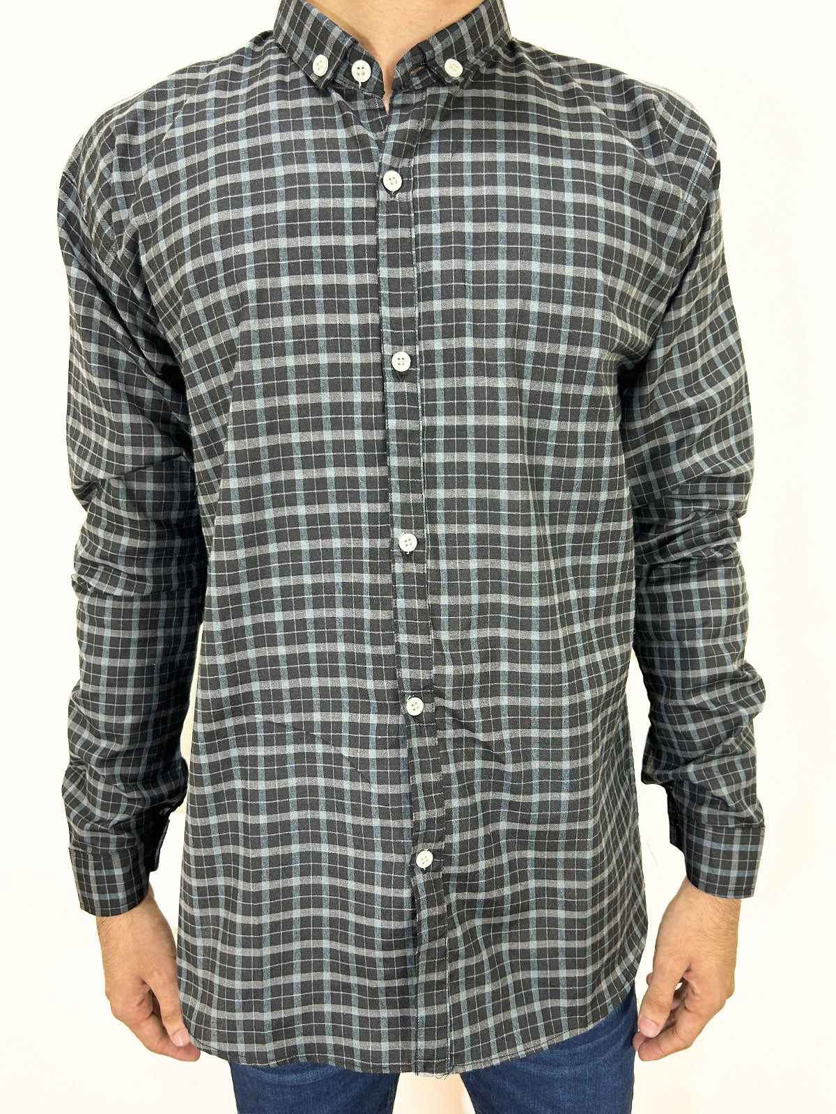 Dark Grey Checks Casual Shirt For Men MCS108