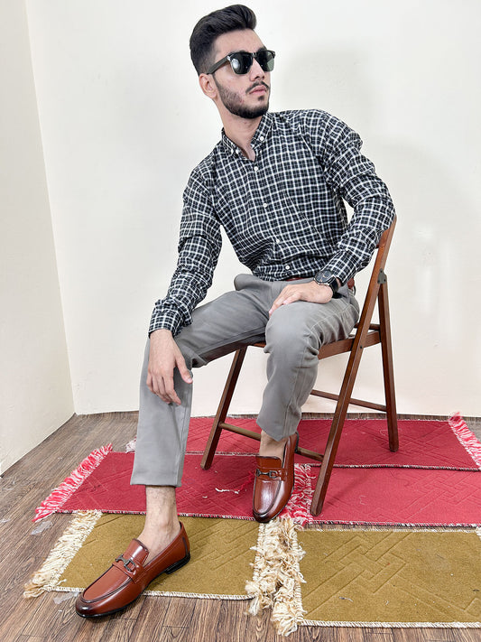 Black Mini Checks Casual Shirt For Men MCS99