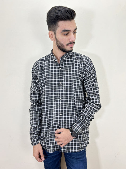 Black Mini Checks Casual Shirt For Men MCS99