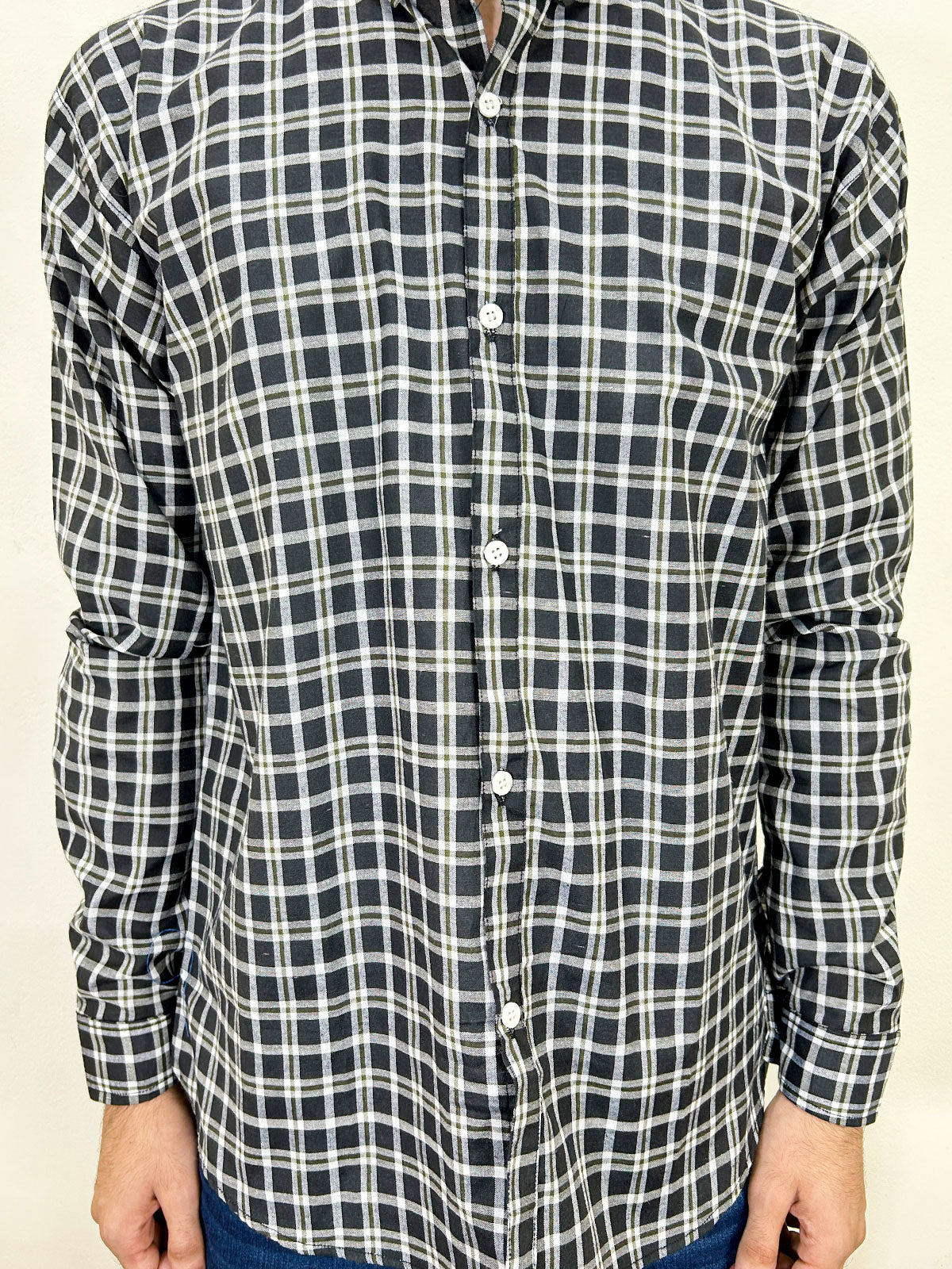 Black Mini Checks Casual Shirt For Men MCS99