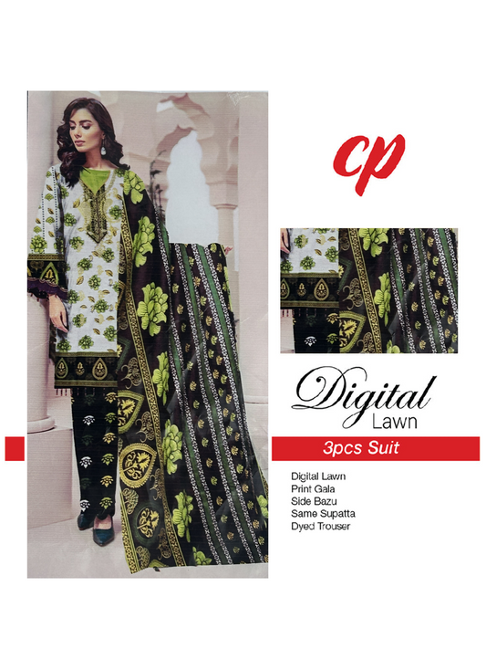 3Pcs Unstitched Digital Lawn Suit For Women WU139