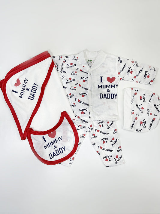 0Mth - 3Mth Red 5Pcs Gift Set For Newborn HG NBGS269