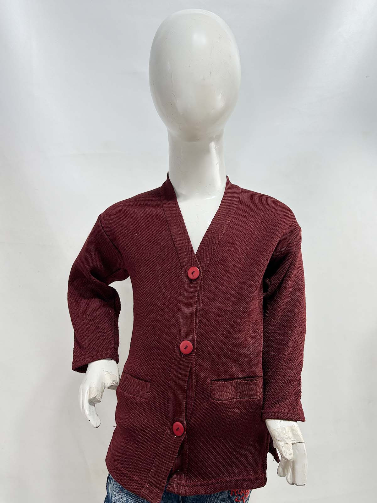 4Yrs - 7Yrs Plain Maroon Sweater For Girls SH GS01