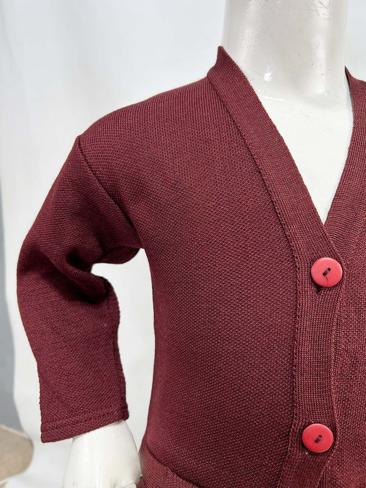 4Yrs - 7Yrs Plain Maroon Sweater For Girls SH GS01