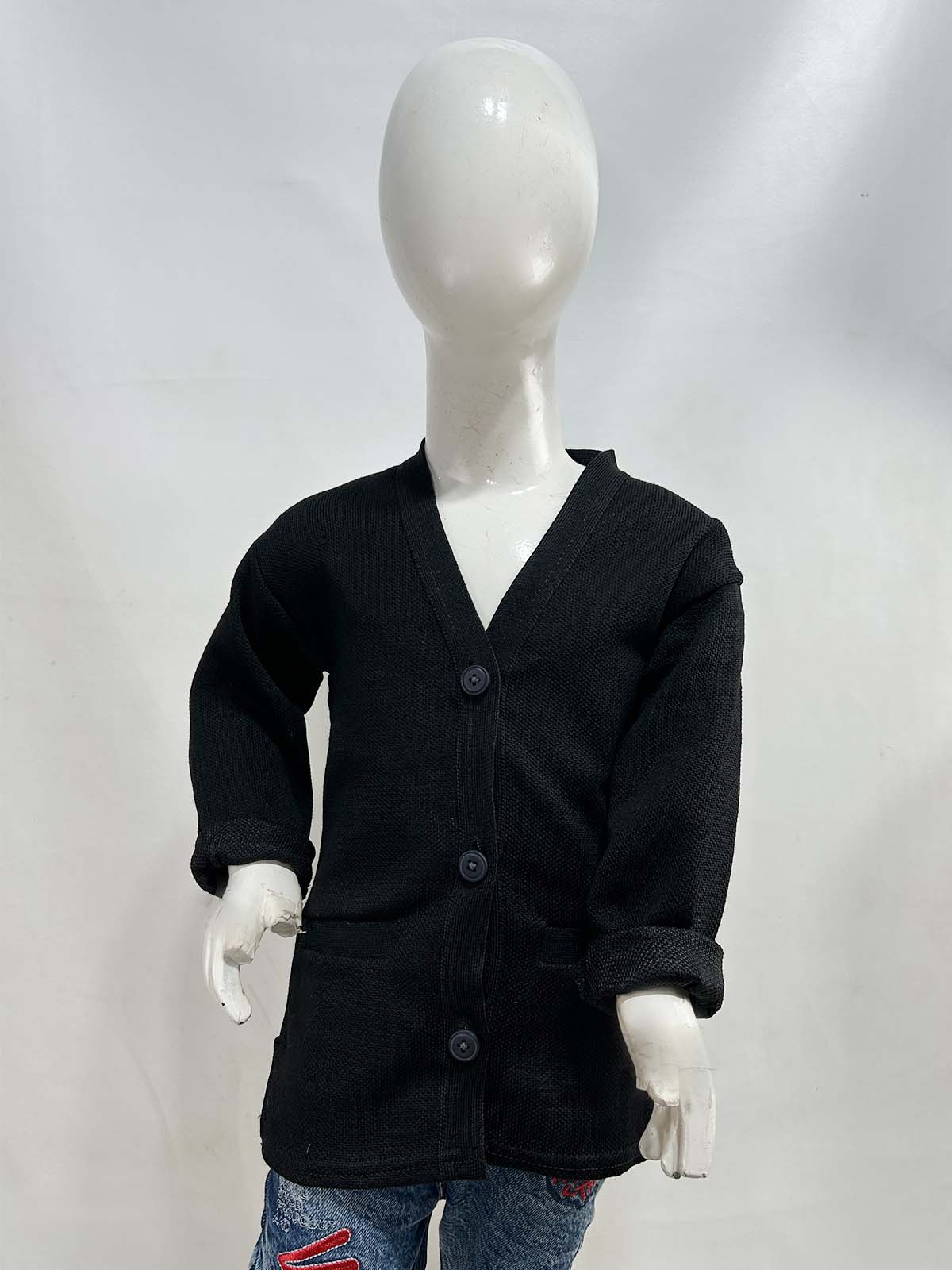 4Yrs - 7Yrs Plain Black Sweater For Girls SH GS05