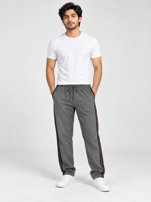 Grey Double Stripe Jersey Trouser For Men MT252