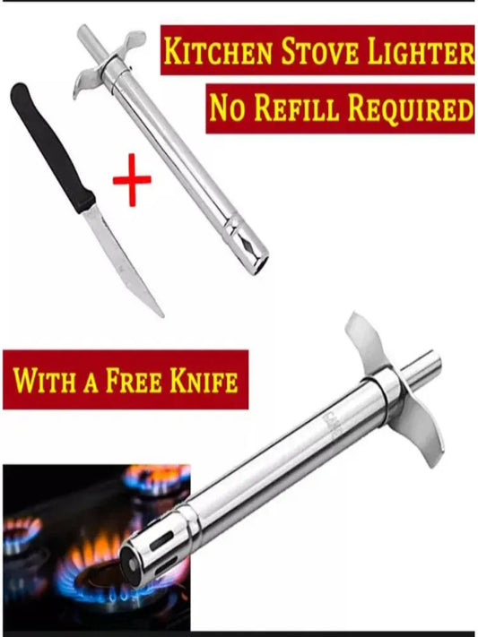 Lighter for Gas Stove - Metallic Kitchen Lighter for Ignition with Spark