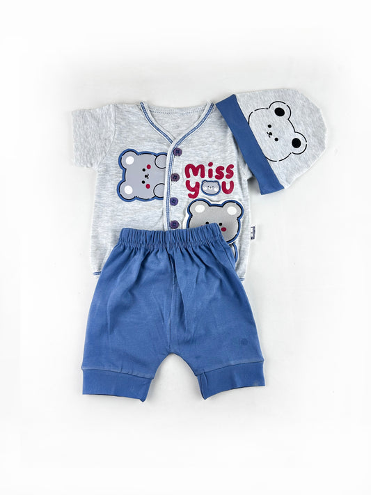 0Mth - 3Mth Miss You Blue Baba Suit For Newborns NBS522