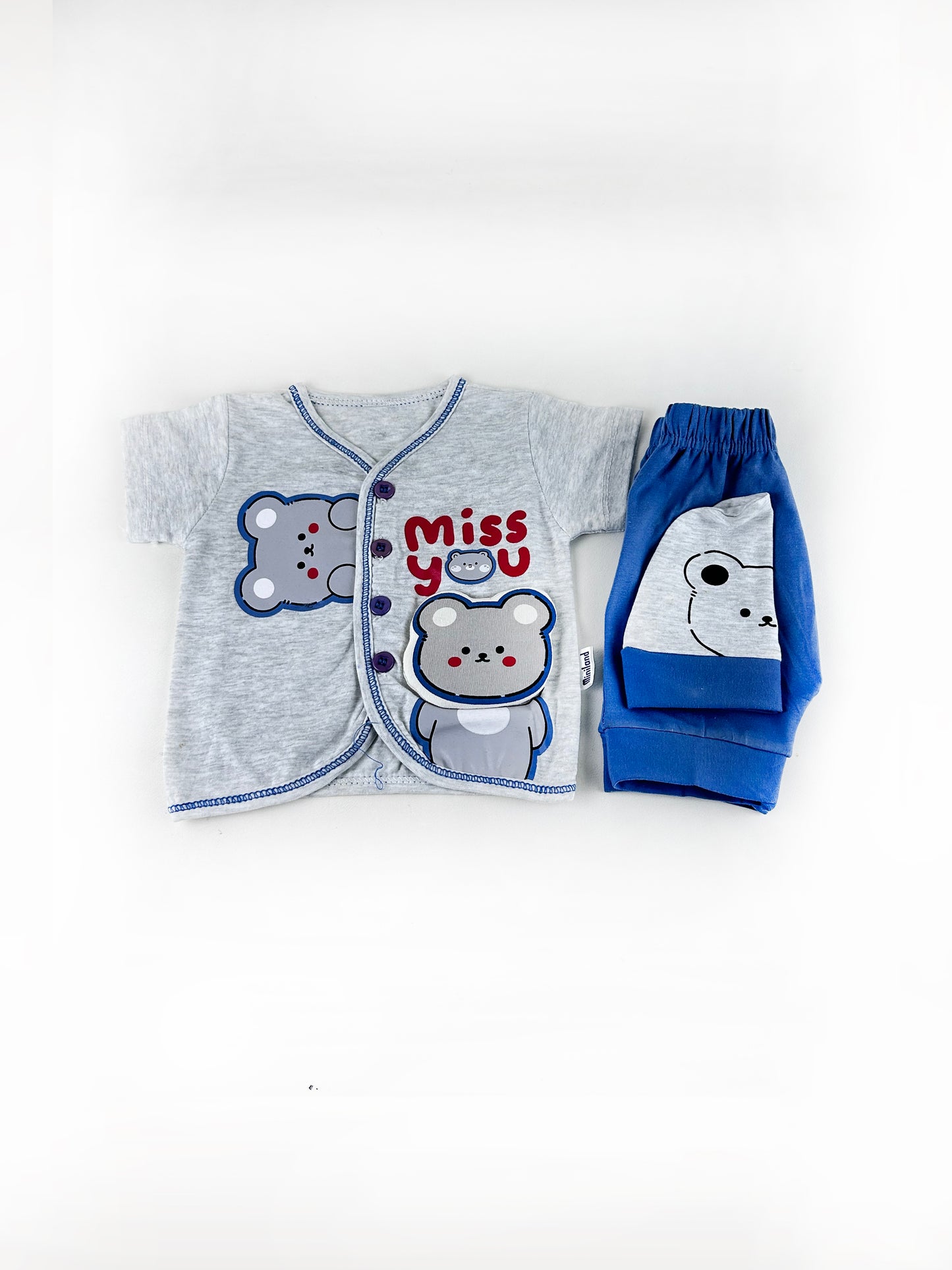 0Mth - 3Mth Miss You Blue Baba Suit For Newborns NBS522