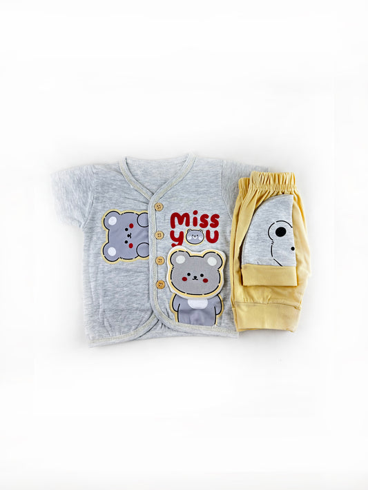 0Mth - 3Mth Miss You Yellow Baba Suit For Newborns NBS523